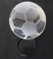 Fussball als Briefbeschwerer oder Deko, Kristallglas, 6 cm