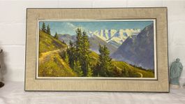 O. Nussbaum Ölgemälde Schweizer Berglandschaft gerahmt