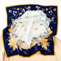 New 53cm 100% Silk Scarf, Florals Seashells Silk Neck Scarf