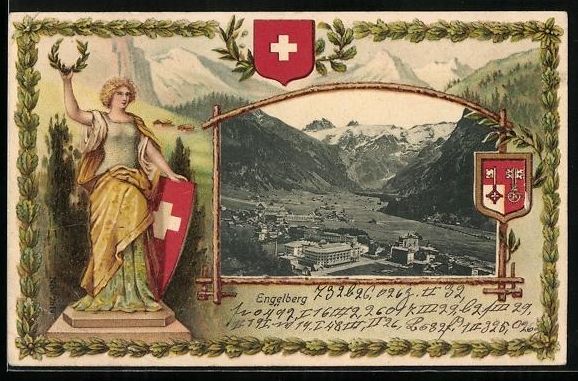 Cartoline postali: Passepartout-Lithographie Engelberg, Pan – Usato da Berlin venduto da bartko-reher