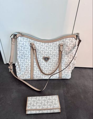 Maison Mollerus Handtasche hellblau/beige inkl. Portemonnaie