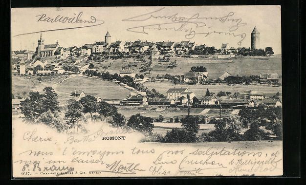 Cartoline postali: AK Romont, Gesamtansicht mit Kirche – Usato da Berlin venduto da bartko-reher