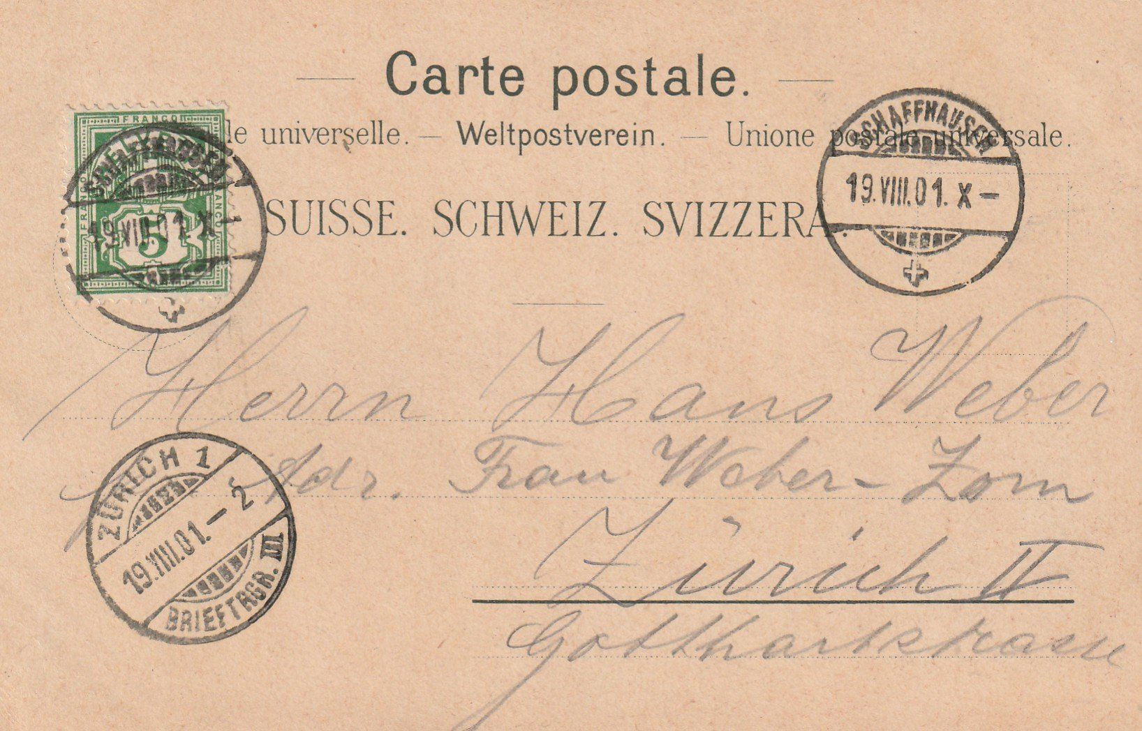 Cartoline postali: Schaffhausen Centenarfeier 1901 – Usato da Rorschacherberg venduto da fratovi2 1