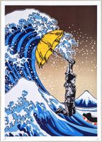 Death NYC Ltd Ed Pop Art Druck " Hokusai Wave Banksy Girl
