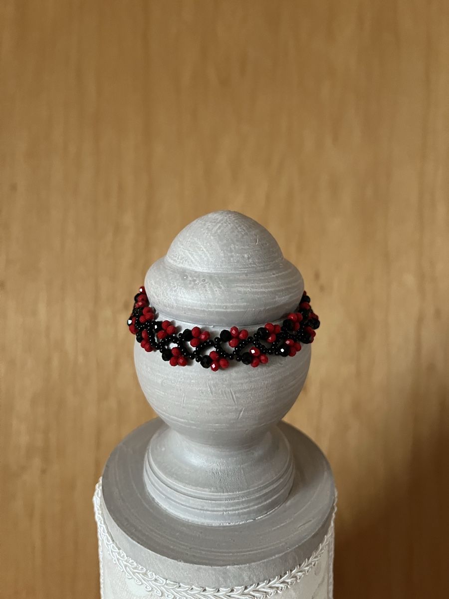 Bracciali & Braccialetti: Armkette schwarz / rot Gothic Blumenranken – Usato da Arboldswil venduto da Sonnenelfe 2