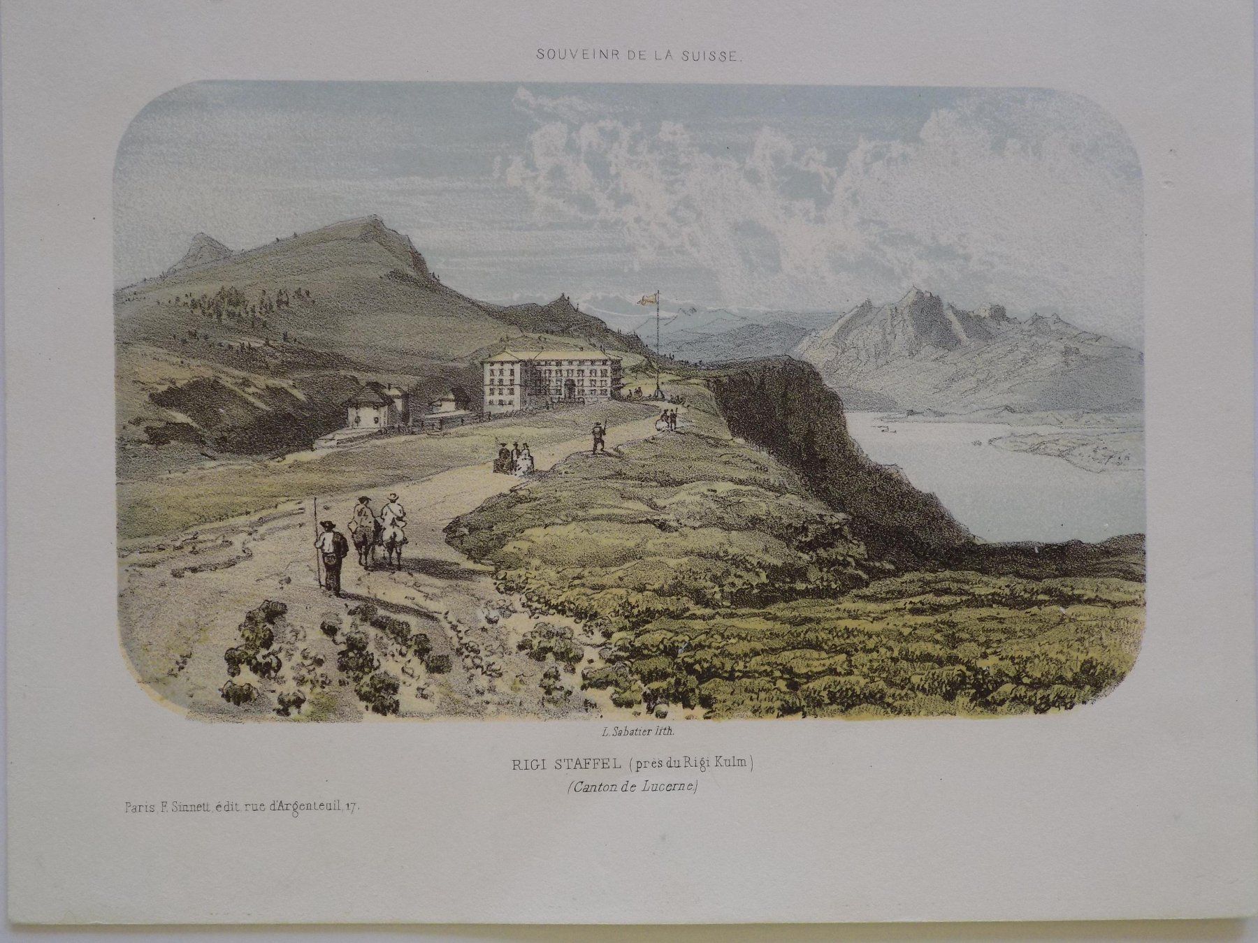 Stiche: Rigi Staffel getönte Lithographie – Gebraucht aus Risch von Antikfee 3