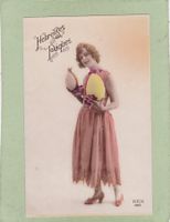 Frankreich Kitsch Frau mit Eier Heureuses Pâques