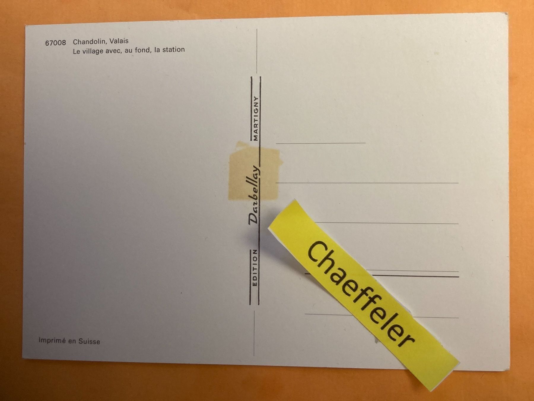Ansichtskarten: 77008 Chandolin, Valais – Gebraucht aus Zürich von Chaeffeler 1