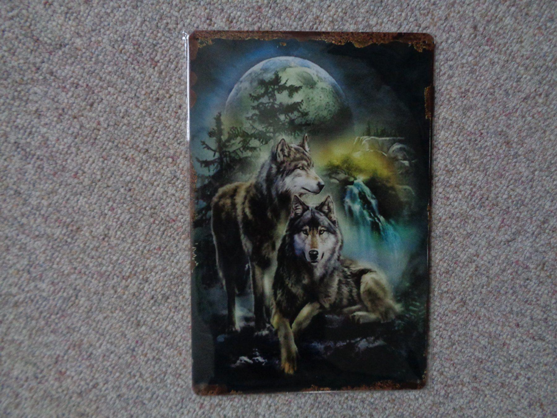 Schilder: Aluschild farbiger Wolf (20x30 cm) – Neu und originalverpackt aus Langenbruck von Gumsi 1