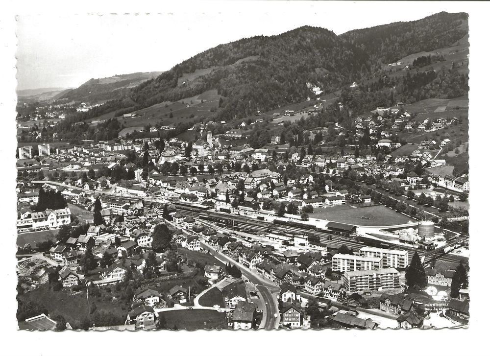 Wattwil (SG) Toggenburg Flugaufnahme Zentrum Bahnhof 1967 Kaufen