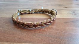 Fettlederhalsband camel für kleinere Hunde