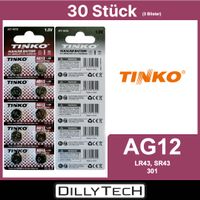 Tinko AG12/LR43/SR43/301 Knopfzellenbatterie - 30 Stk.