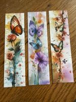 3x Lesezeichen-Buchzeichen-Schmetterlingsgarten-Blume-Freude