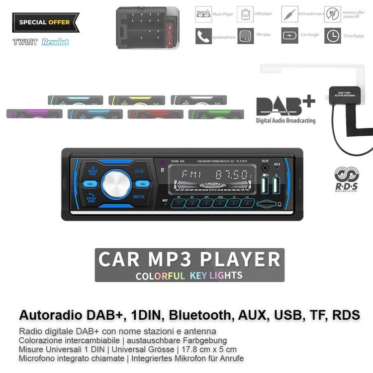 DAB+ Autoradio DAB 1 DIN Bluetooth RDS USB