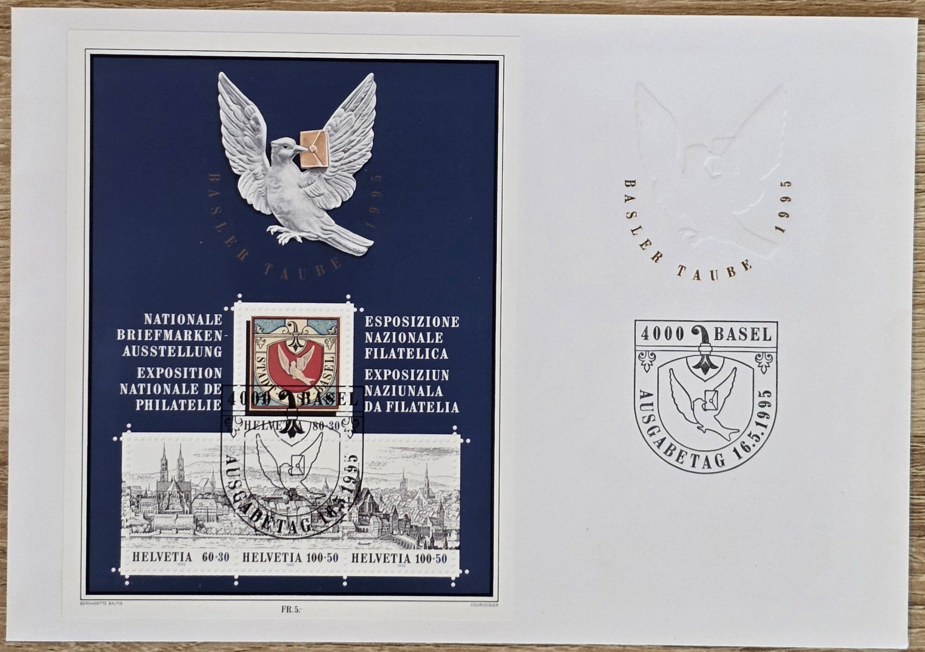 Tutti i francobolli: Luxus-Bogen "Basler Taube" mit Ersttagsstempel 1995 – Usato da Rohrbach venduto da lod_m58r