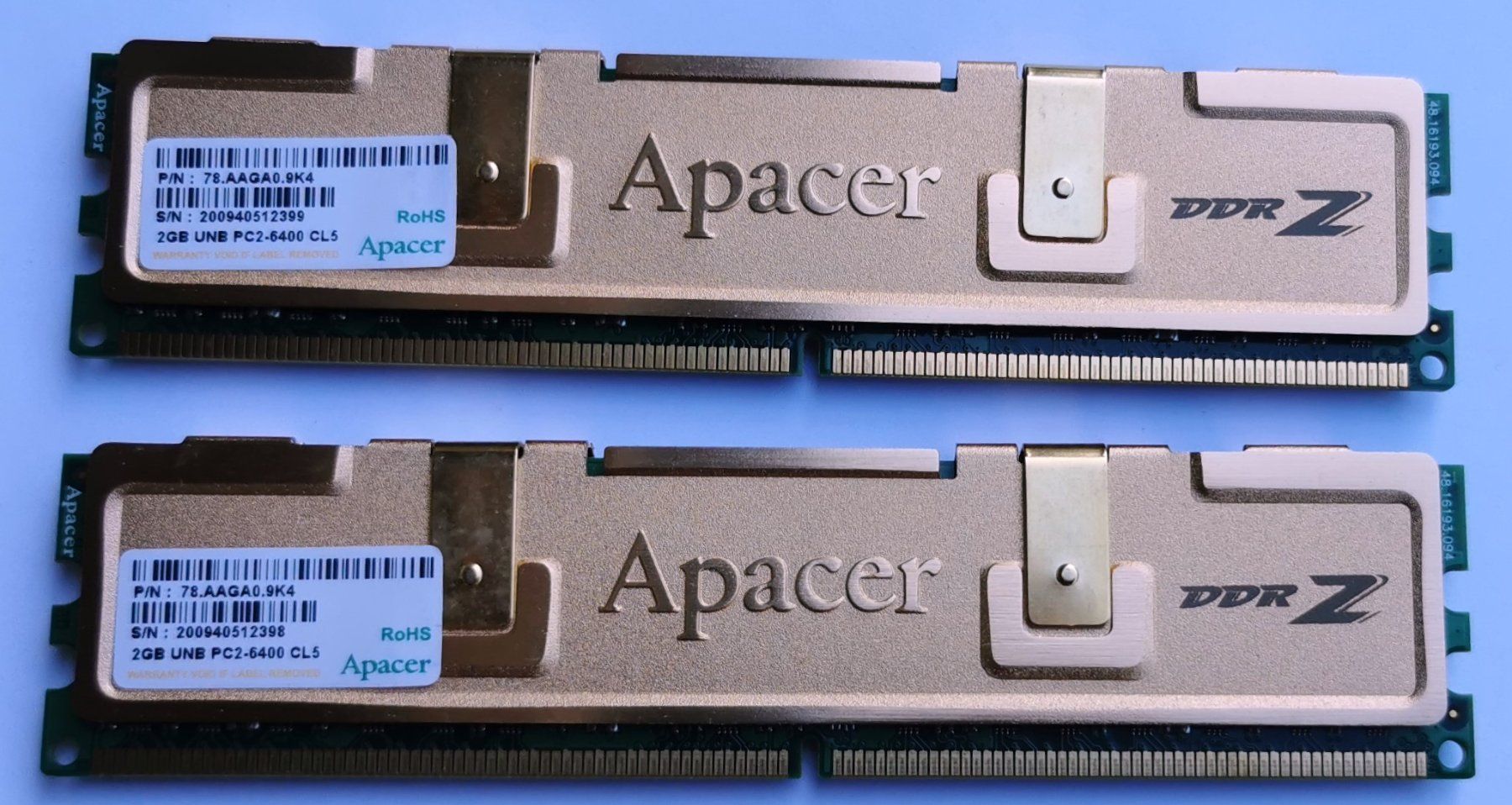 Memoria / RAM: Apacer DDR2 RAM 2x2GB PC2-6400 CL5 – Usato da Bremgarten b. Bern venduto da Vittorio0