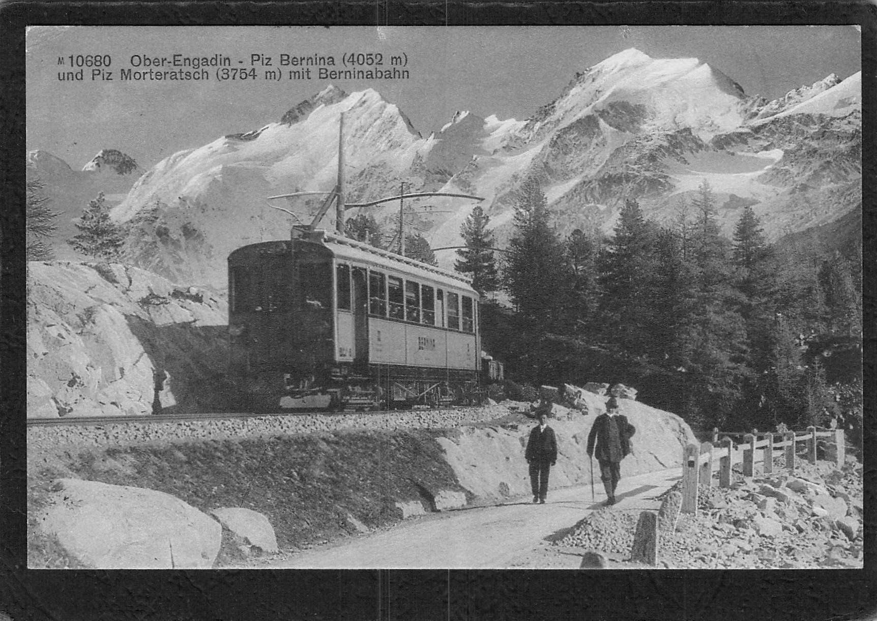 Cartoline postali: Ober - Engadin , Berninabahn , Zug , gel. 1914 – Usato da Reichenburg venduto da Pipo-67