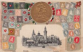 Zürich Tonhalle, geprägter Rahmen, gelaufen 1908
