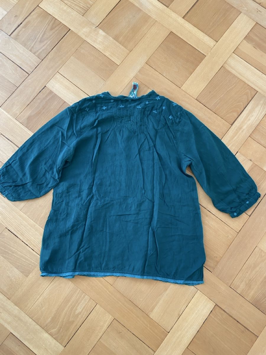 Camicette: Johnny Was Floral Embroidered Teal Blouse Bluse – Usato da Münchenstein venduto da B771 4