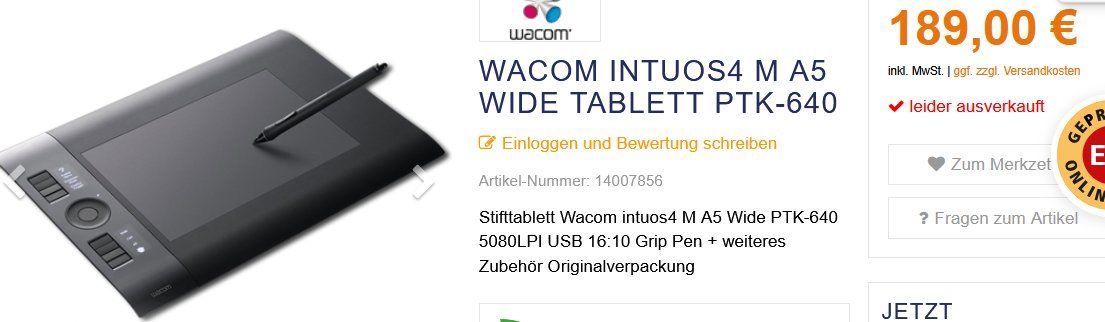 Wacom Tablet PC: Wacom Intuos 4 PTK-640 Grafiktablett / Tablette graphique – Usato da Collonges venduto da arashee 6