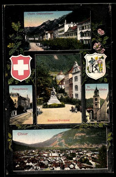 Cartoline postali: Chur, Fontana-Denkmal, Obere Grabenstras – Usato da Berlin venduto da bartko-reher