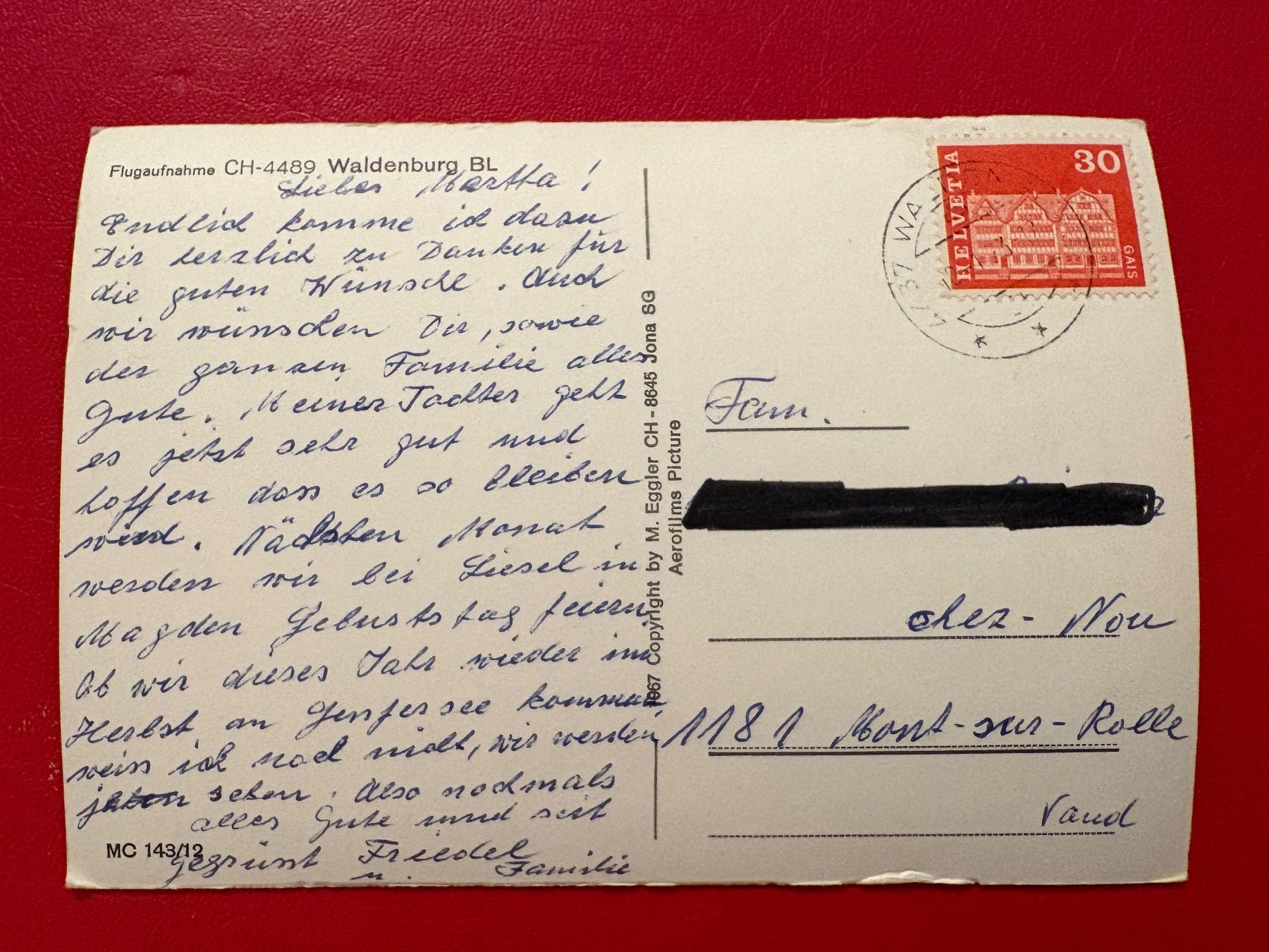 Cartoline postali: 1973 / Flugaufnahme Waldenburg BL – Usato da St-Légier-Chiésaz venduto da Theo006 1