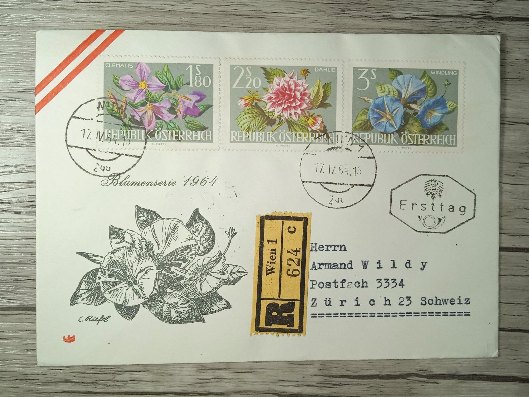 Tutti i francobolli: TR45 Enveloppe + Timbre Autriche 1964 – Usato da Cousset venduto da Patrick_Collections