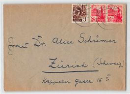 Brief mit Briefmarken aus BADEN nach ZÜRICH