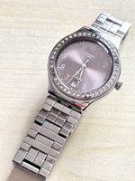 Swatch Damenuhr Automatik Silber mit Steinen