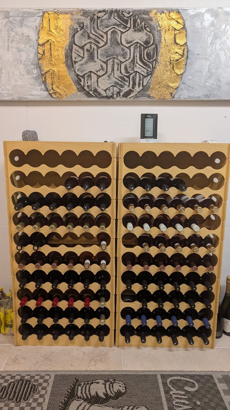 Vino: Weingestell Holz 2x 60 Flaschen / 20 Elemente stapelbar – Usato da Kloten venduto da Renata57