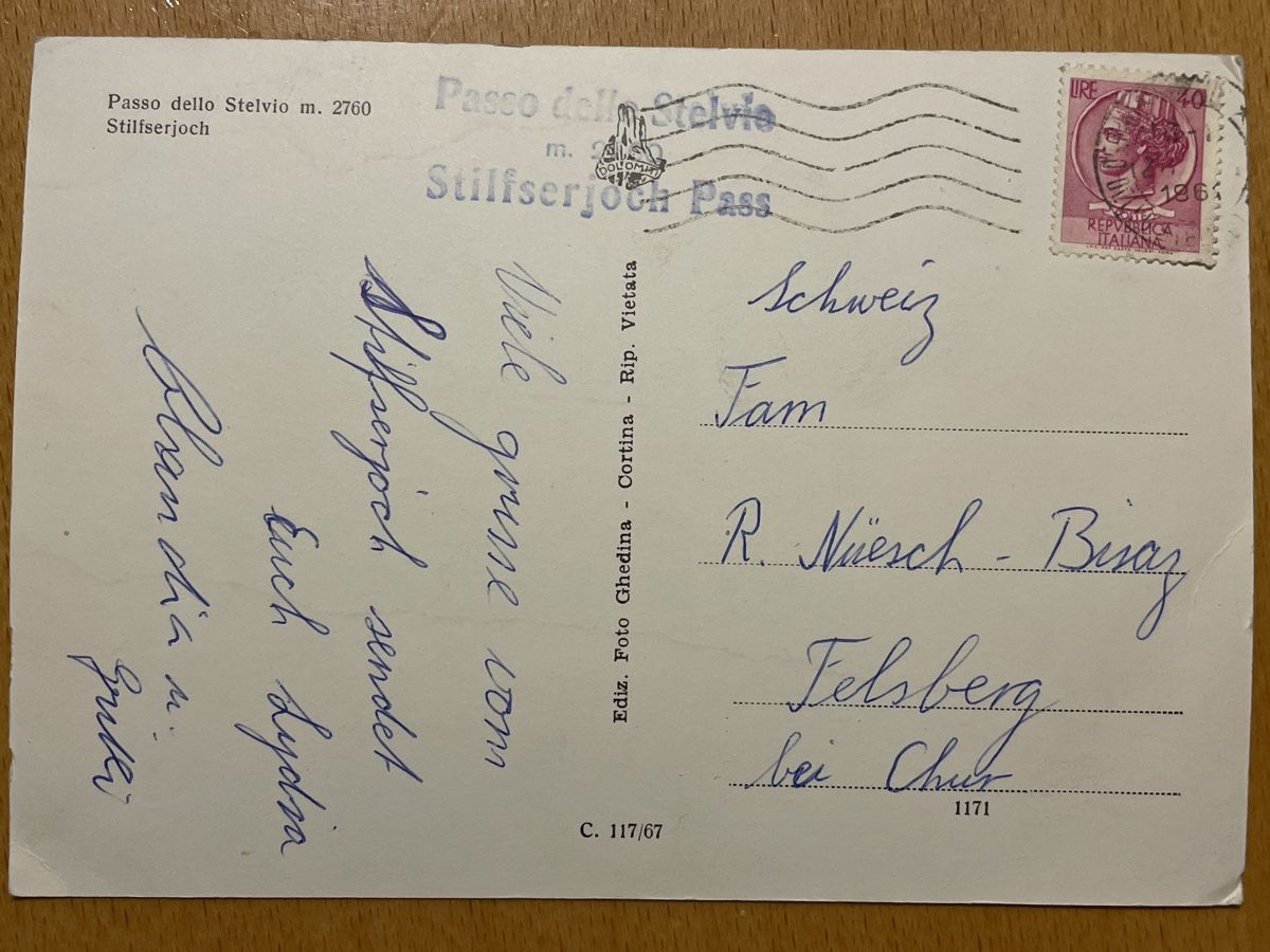 Cartoline postali: Alte Ansichtskarte Stilfserjoch, ca. 1960 mit Briefmarke – Usato da Ehrendingen venduto da renue 1