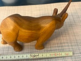 Holz Nashorn Skulptur geschnitzt ca. 18 cm