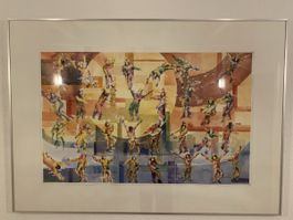 Original Aquarell-Kunstwerk, gerahmt, Top Zustand!