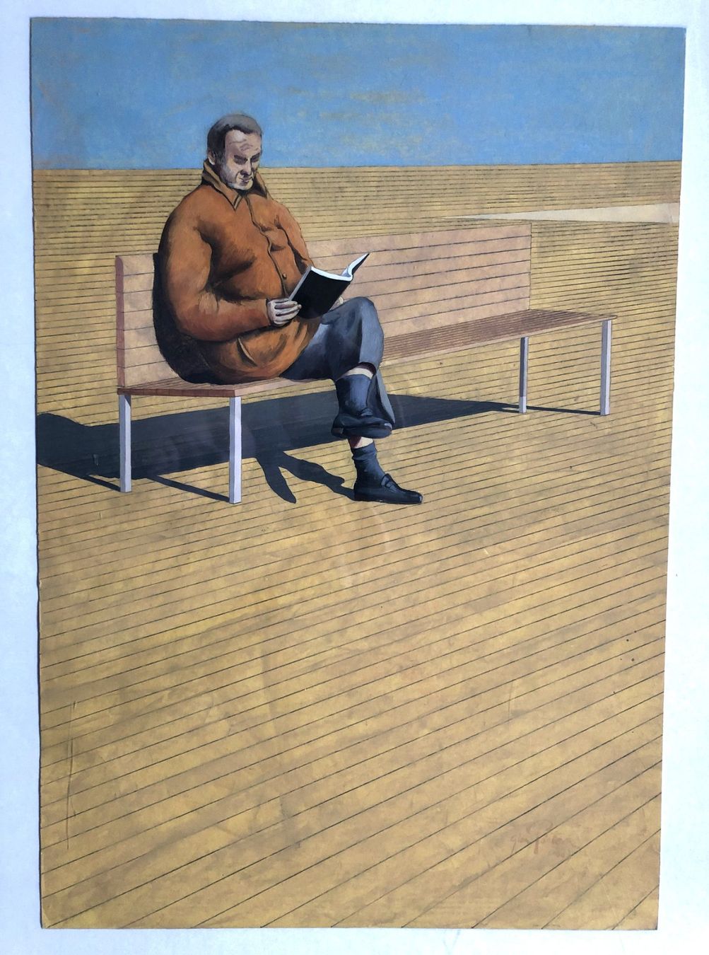 Gemälde: Gina Portera - Gemälde - "Man on a bench" - Mischtechnik – Gebraucht aus Schaffhausen von durruti 1