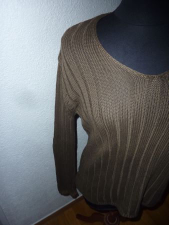 pull à rayures unis marron taille L marque BENETTON femme