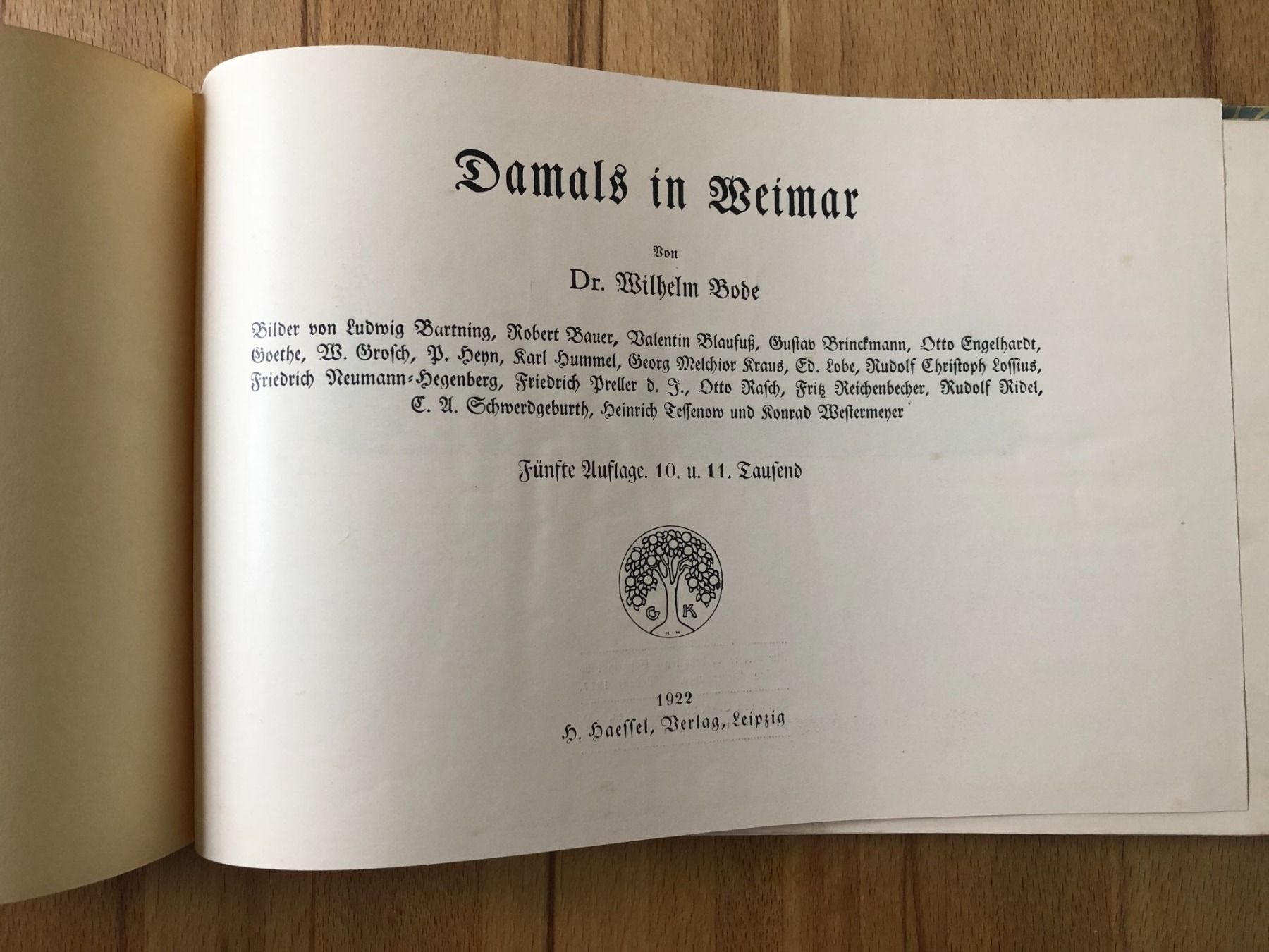 Libri: Bode: Damals in Weimar Antik von 1922 – Usato da Basel venduto da sebmac 1