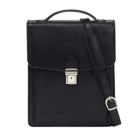Schultertasche Herren Leder Tuscany - Schwarz