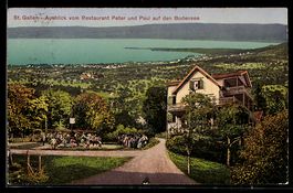 AK St. Gallen, Ausblick vom Restaurant Peter und Paul auf de