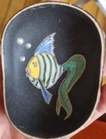 Keramik Schale schwarz Fisch Motiv Vintage