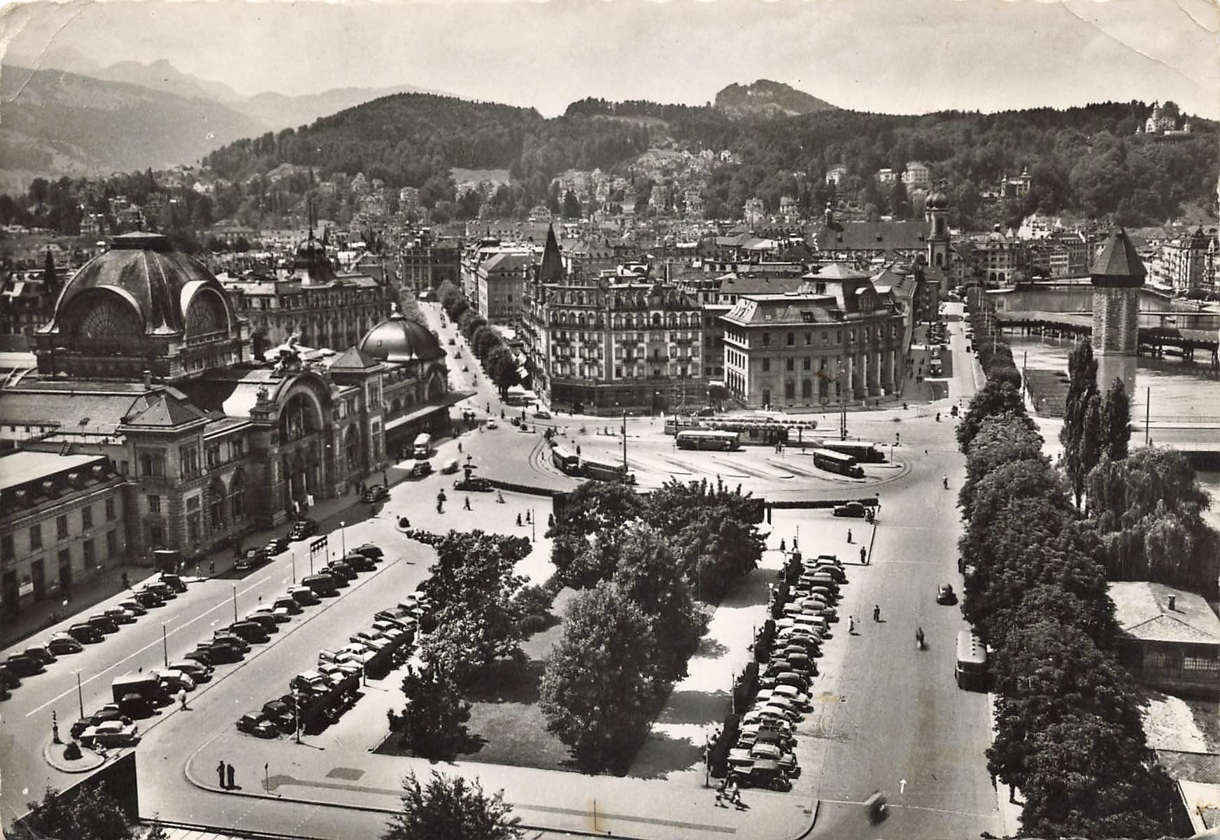 Cartoline postali: Luzern mit Bahnhof – Usato da Schwyz venduto da Seffi56