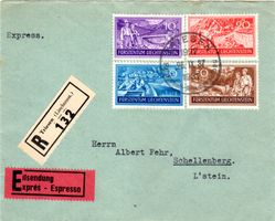 1937 EILSENDUNG R 132 SERIE WIEDERAUFBAU GESTEMPELT TRIESEN