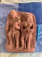 Indien Terrakotta Relief Mithuna Paar / Plaque Relief Terre