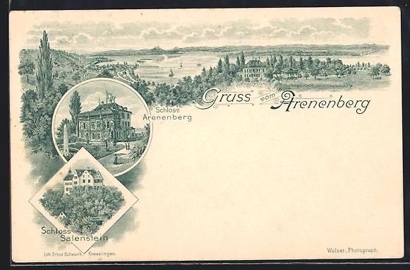 Cartoline postali: Arenenberg, Panorama, Schloss Arenenberg – Usato da Berlin venduto da bartko-reher