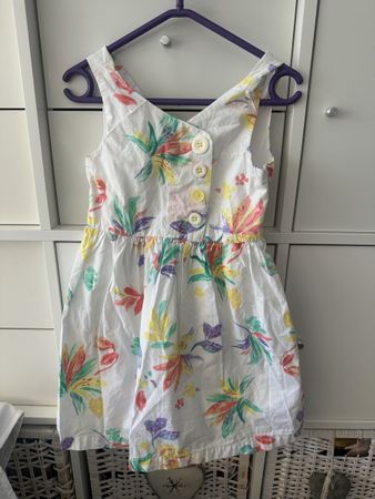 Mädchen Kleid weiss bunt mit Blumenmuster Grösse 116
