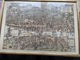 Antiker Stadtplan von Zürich gerahmt 1651