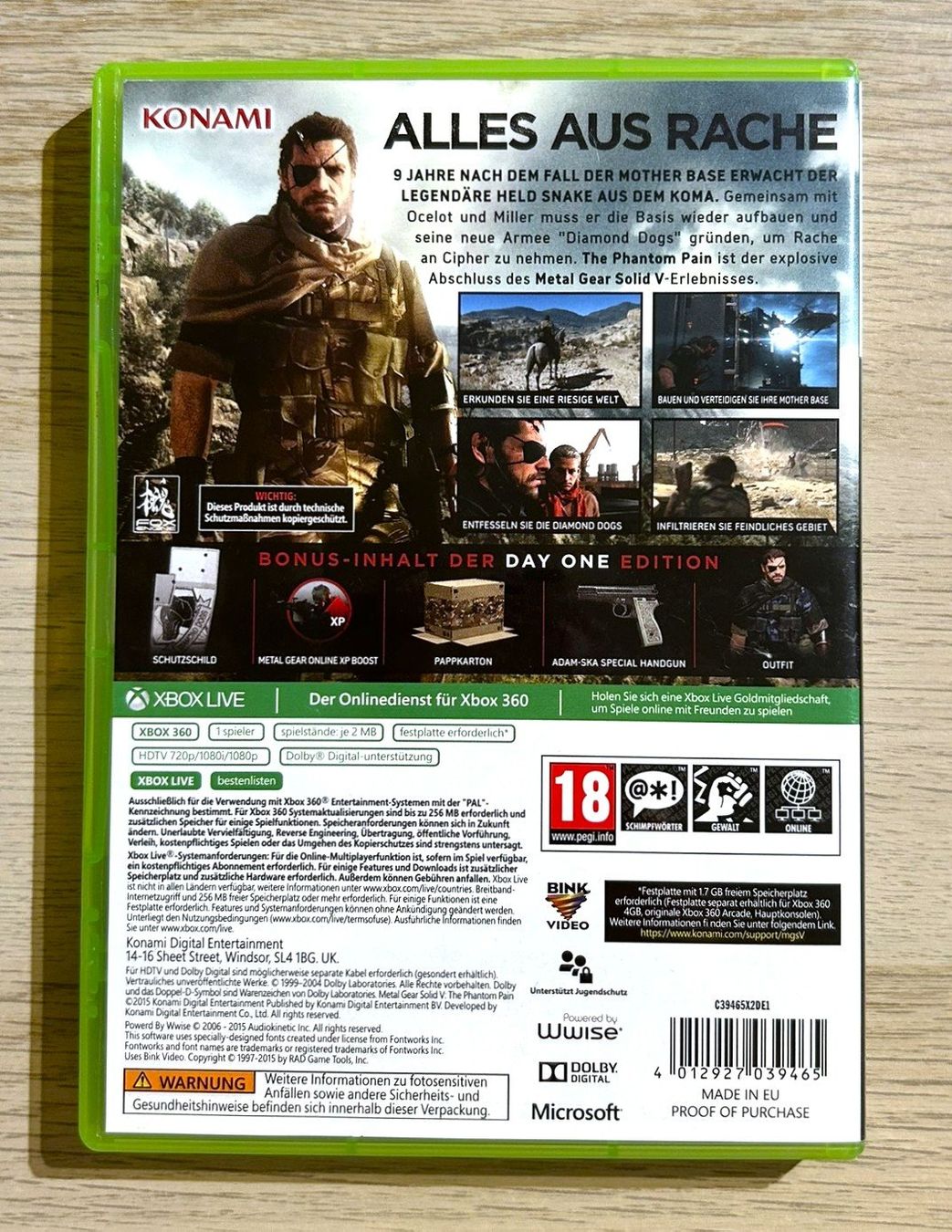 Microsoft Spiele: Metal Gear Solid V The Phantom Pain Xbox 360 – Gebraucht aus St. Gallen von Alpine.Arcade 1