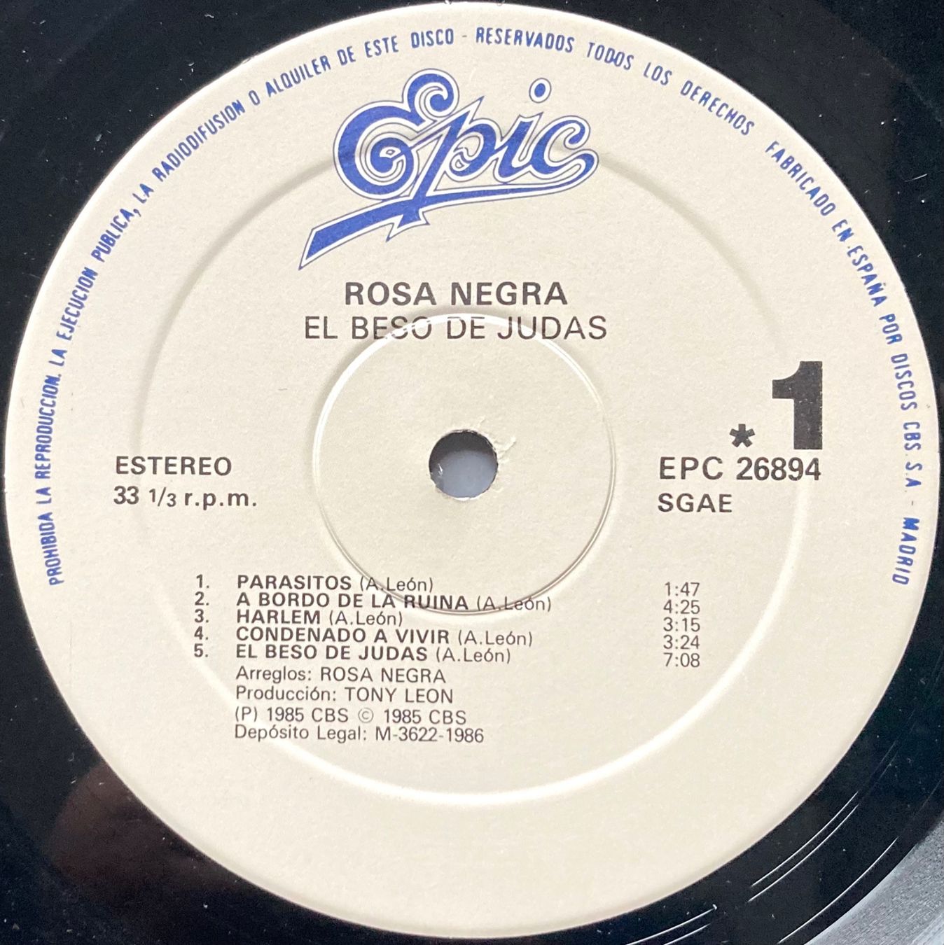 Schallplatten: ROSA NEGRA - EL BESO DE JUDAS – Gebraucht aus Poliez-Pittet von Newtown-Records 2