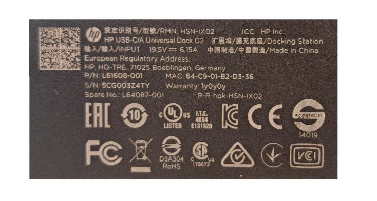 Hewlett Packard Docking station: HP USB-C/A Universal Dock G2 HSN-IX02 – Usato da Zollikofen venduto da GEWA_Multimedia 3