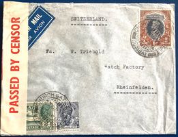 1940 India Flugpost  Zensurbrief Bombay - Rheinfelden