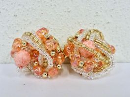 Vintage Ohrclips Clips Ohrschmuck Orange Pink 70er 80er